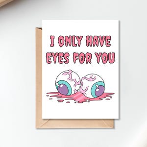 Tarjeta "Solo tengo ojos para ti" // Tarjeta de aniversario de San Valentín estilo gótico pastel