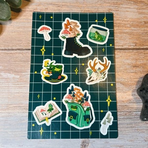Goblincore Sticker Sheet: Hand-Drawn Frogs & Mushrooms