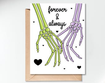 Kaart voor altijd en altijd / griezelige jubileumkaart / kaart bruiloft, verloving, liefde