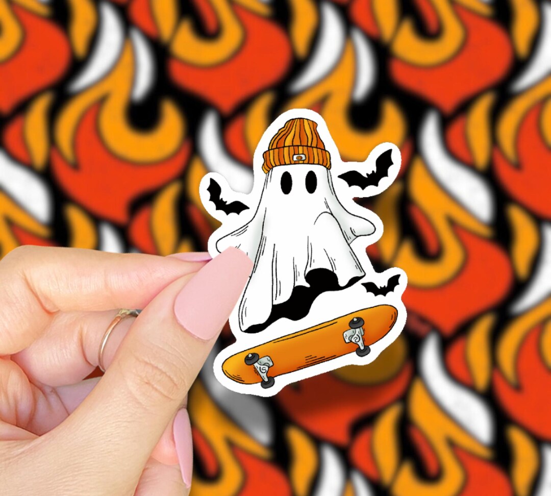 Skateboarding Ghost Sticker - Etsy