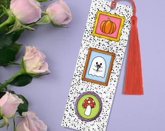 cute fall bookmark / pumpkin ghost mushroom bookmark