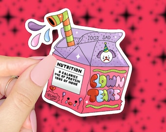 Clown Tears-sticker // droevige clown, Clowncore-sticker