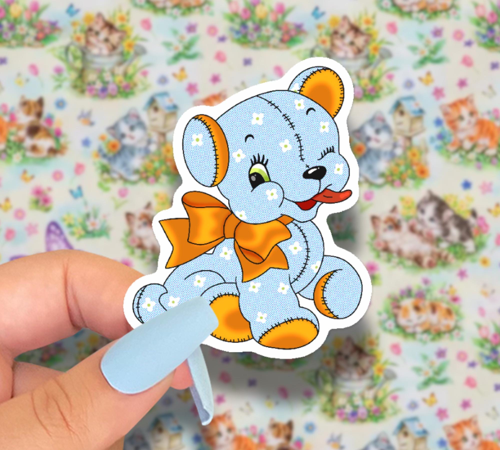 retro kitsch teddy bear sticker