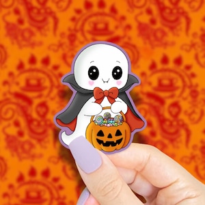 trick or treating vampire ghost sticker