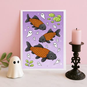 spooky cute koi fish art print