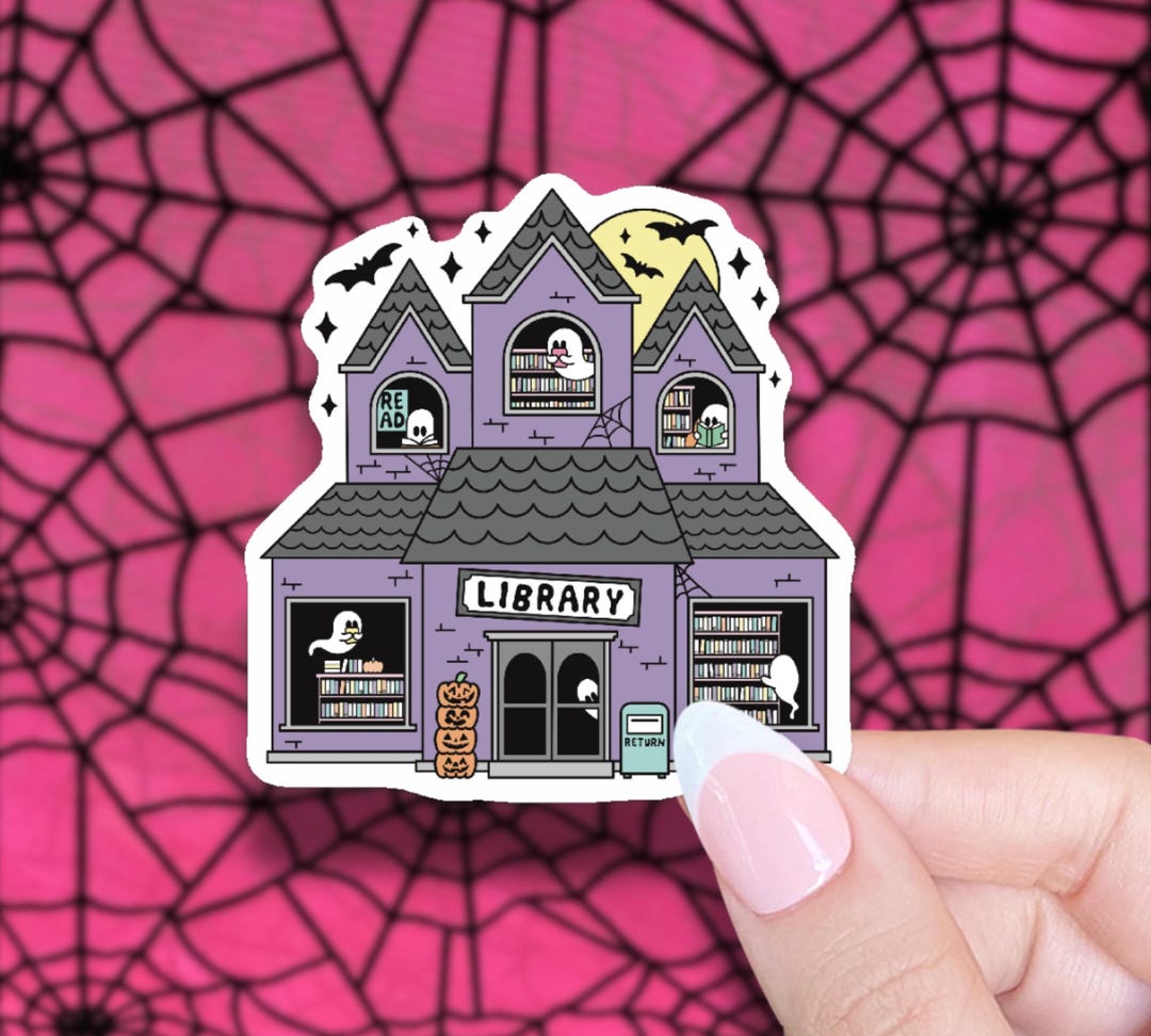 Spooky Haunted Library Sticker - Etsy