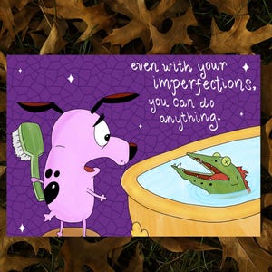 encouraging purple dog art print // imperfect cartoon wall art