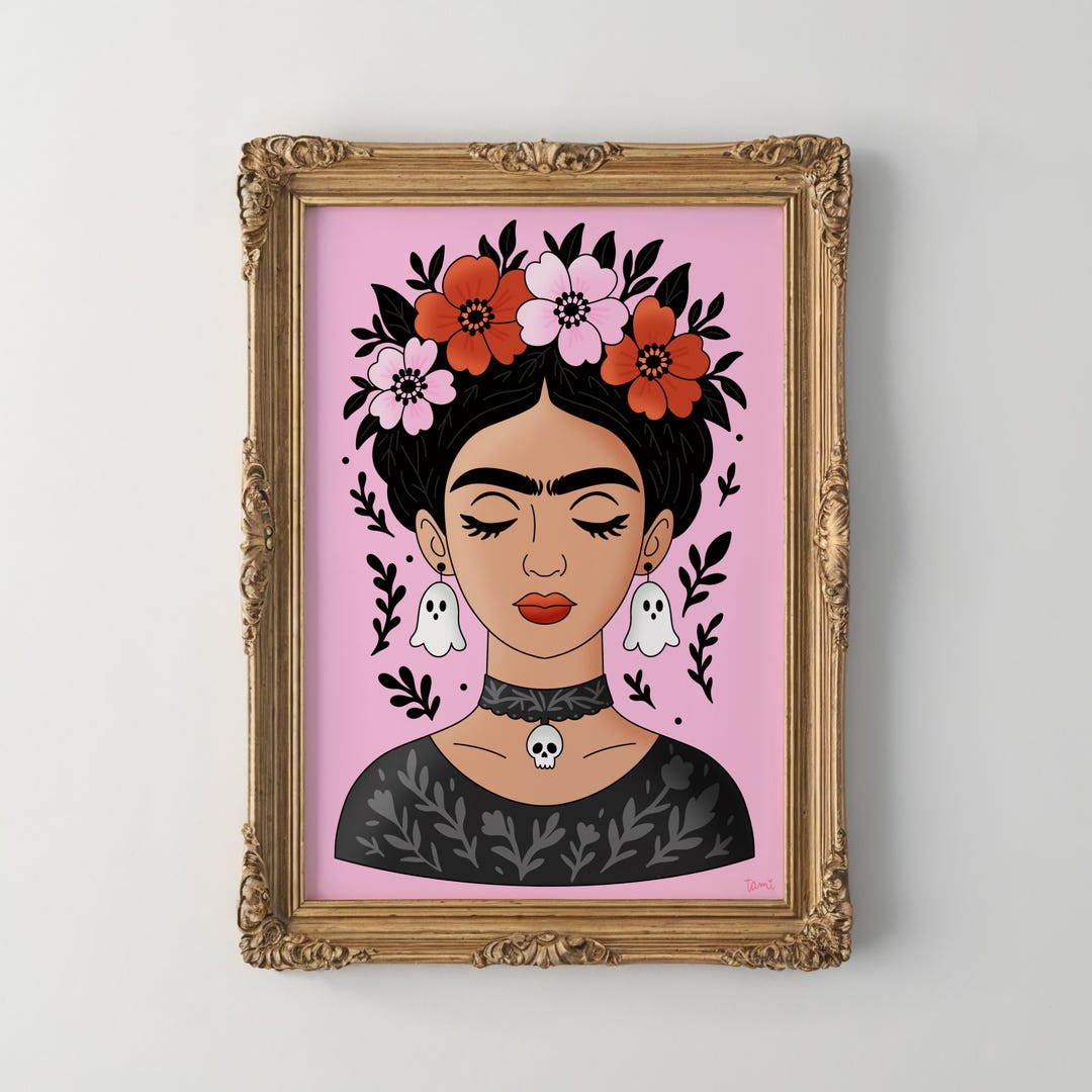 Frida Kahlo Art Print // Pastel Goth Portrait Print - Etsy