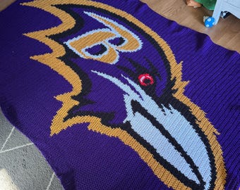 Football Team Blanket Crochet Pattern - Baltimore Inspired