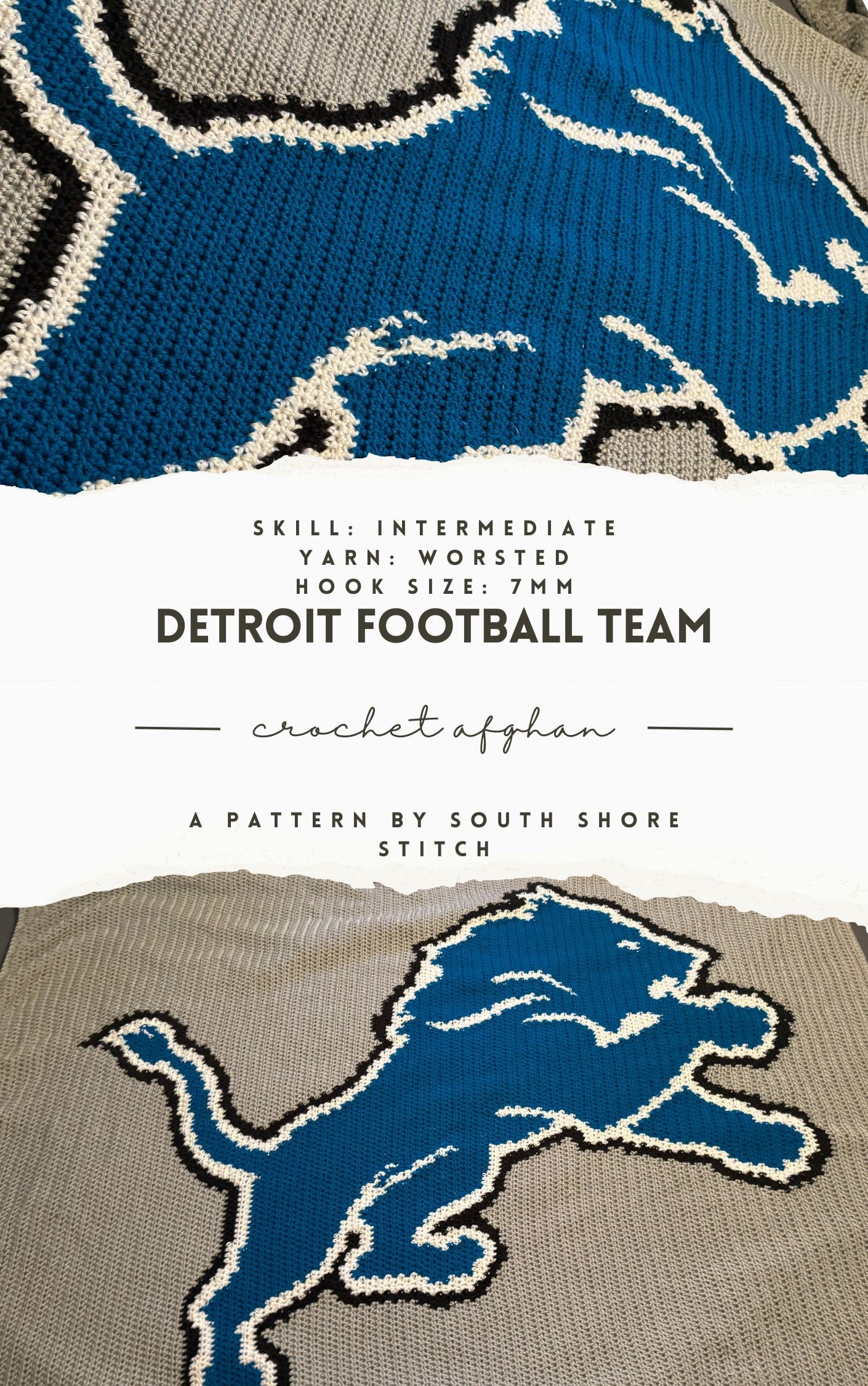 Football Team Blanket Crochet Pattern - Detroit Inspired - Etsy