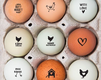 Mini Egg Stamp: Farm Fresh Rubber Stamp for Chicken Eggs, Half Inch Image Size