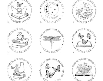 Custom Ex Libris Library Book Stamp, From the Library Of This Book Belongs to Stamp, Personalized Bookplate, Book Lover Gift, Teacher Gift