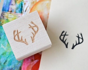 Antler Rubber Stamp, Boho Rustic Stamp, Custom Stamp, Wedding Invitation, Save the Dates