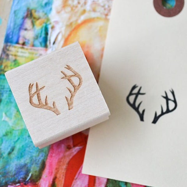 Antler Rubber Stamp, Boho Rustic Stamp, Custom Stamp, Wedding Invitation, Save the Dates