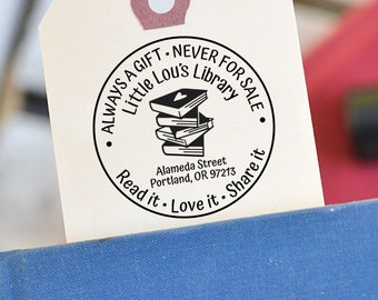 Book Stamp, Custom Library Stamp, Little Free Library, From the Library Of Stamp, Gift for Book Lover, Custom Stamp with Wood Handle