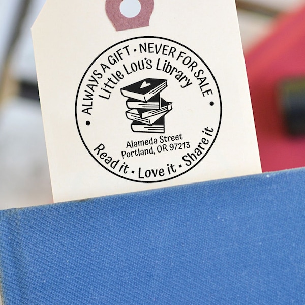 Book Stamp, Custom Library Stamp, Little Free Library, From the Library Of Stamp, Gift for Book Lover, Custom Stamp with Wood Handle