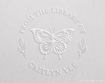 Custom Library Embosser Butterfly Mariposa, Library Book Stamp, Personalized Book Embosser, Little Free Library, Book Lover Teacher Gift