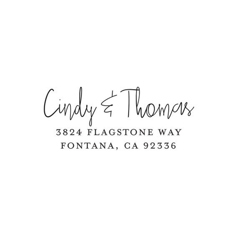 Return Address Rubber Stamp with Wood Handle Calligraphy Etsy