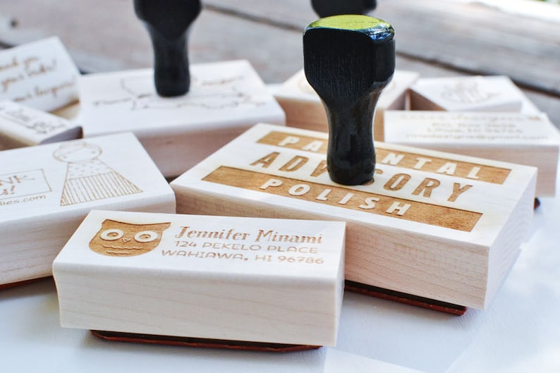 Customized Personalized Name Anchor Rubber Stamp with Wood Handle