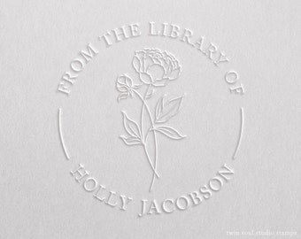 Custom Embosser Birth Month Flower Personalized Ex Libris Book Embosser From the Library of Stamp Personalized Library Stamp Book Lover Gift