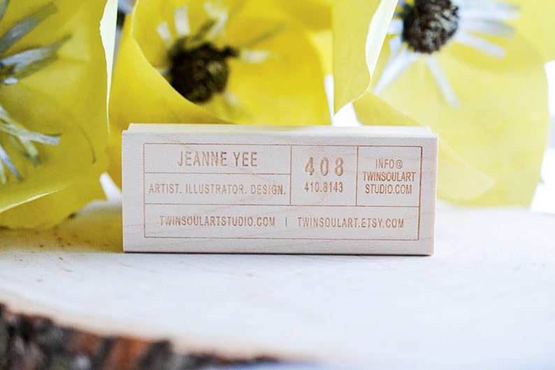 Custom Stamp, Business Card Stamp, Personalized Name Stamp, Customized Rubber Stamp, Rectangle Stamp, Small Shop Stamp, Handmade Stamp image 2