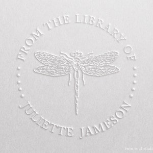 Embosseuse personnalisée pour livres – Tampon Libellule Ex Libris | Embosseur pour bibliothèque personnalisé | Cadeau pour amoureux des livres | Cadeau pour professeur | Embosseuse pour ex-libris