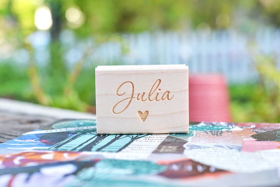 Name Rubber Stamp With Heart Customized Stamp Personalized Stamp Cute  Kawaii Stamp 