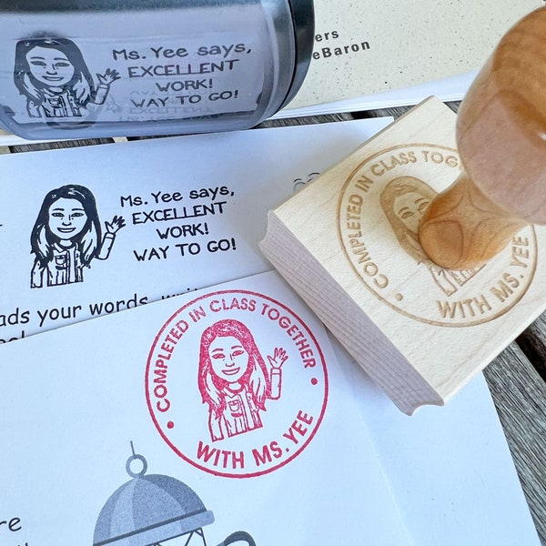 Aangepaste Bitmoji-stempel, gepersonaliseerde leraar rubberstempel, leraar cadeau, leraar Bitmoji stempels voor beoordeling, leraar waardering cadeau