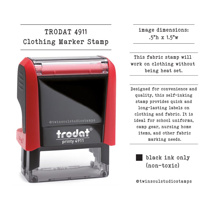 Large Format Label Stamp Clothing Name Stamp, Large Clear Text, Personalized Clothes Tags Stamp ...