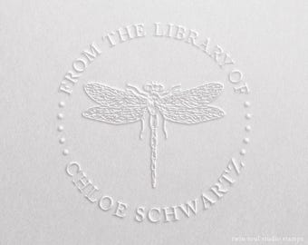 Custom Embosser Dragonfly, Personalized Ex Libris Book Embosser, From the Library of Stamp, Personalized Library Stamp, Book Lover Gift
