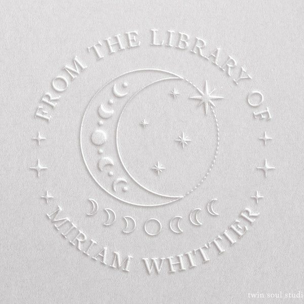 Custom Embosser Moon Phases, Personalized Ex Libris Book Embosser, From the Library of Stamp, Reader Gift