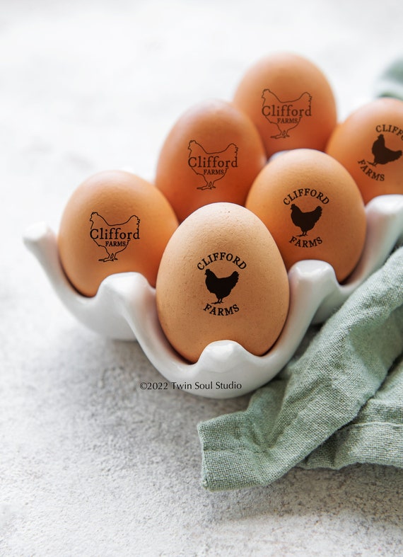 Personalized Egg Stamp, Custom Flat Rubber Chicken Fresh Coop Egg Labels  Mini Egg Business Cartons Stamp