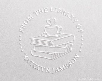 Personalized Book Embosser Coffee Cup, Custom Stamp Embosser, Book Stamp, From The Library Of Stamp, Library Stamp, Teacher Book Lover Gift