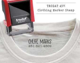 Sello para ropa, texto grande y transparente, etiquetas personalizadas para ropa, etiquetas autoentintables para ropa, etiquetas para residencias de ancianos - Trodat 4911