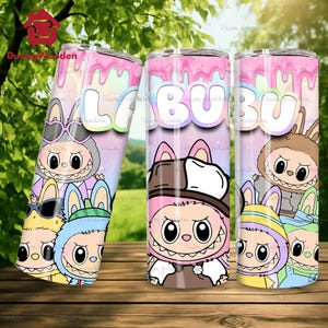 Funny Cartoon Character 20oz Skinny Tumbler Wrap PNG, Trending Cartoon Doll Friends Character Design, Perfect Gift for Kids Tumbler Png