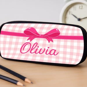 Trousse personnalisée avec noeud, jolie pochette à fermeture à noeud, cadeau personnalisé pour enseignant, cadeau de remerciement pour enseignant, colonie de vacances, cadeau de rentrée