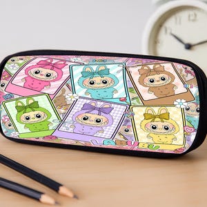 Trousse à crayons avec personnage de dessin animé rigolote, trousse à crayons rose tendance avec personnage de dessin animé, cadeau pour enfant, porte-monnaie pour étudiant, sac de rangement pour école