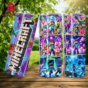 Game Characters 20 oz Skinny Tumbler Png , Gamer Straight and Taper Tumbler Wrap, Cartoon Characters 20oz Tumbler Png