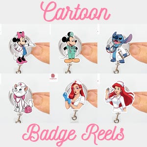 Custom Dsney Nurse Mickey Minnie Badge Reel, Personalized Badge, Retractable ID Badge Holder, Gift For Nurse, Cartoon Trip
