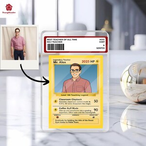 Gepersonaliseerde Poke Teacher Card acryl, anime aanpassen acrylblok voor leraar, aangepaste legendarische lerarenblokplaquette, hologramornament