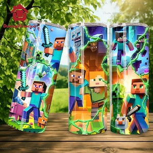 Game Characters 20 oz Skinny Tumbler Png , Gamer Straight and Taper Tumbler Wrap, Cartoon Characters 20oz Tumbler Png