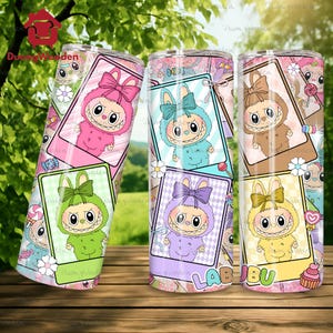 Funny Cartoon Character Wrap Design  Png, Trending Pink Cartoon Character 20oz Skinny Tumbler PNG, Gift for Kids