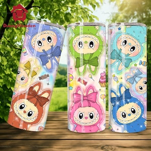 Doll Cartoon 20oz Skinny Tumbler Wrap Png, Cartoon 20oz Tumbler Wrap, Trending Pink Cartoon Character Design, Perfect Gift for Kids Png