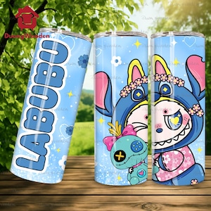 Trending Pink Cartoon Character 20oz Skinny Tumbler Wrap PNG, Funny Cartoon Character Wrap Design  Png, Gift for Kids Tumbler Png