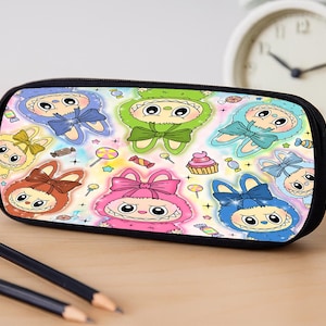 Trousse de dessin animé pour poupée, trousse rose Lafufu pour personnage de dessin animé, cadeau pour enfant, porte-monnaie pour étudiant, sac de rangement pour école