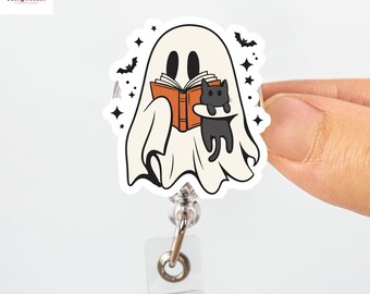 Glow In The Dark Ghost Badge, Spooky ID Holder, Cool Fallout Lanyard Retractable Pin