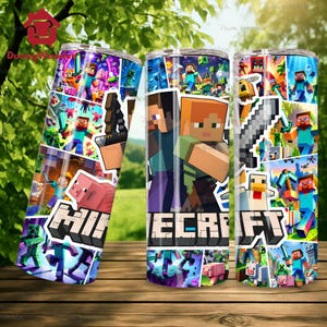 Game Characters 20 oz Skinny Tumbler Png , Gamer Straight and Taper Tumbler Wrap, Cartoon Characters 20oz Tumbler Png