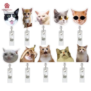 Kat Meme intrekbare badgehaspel – Meme ID-clip – ID-houder verpleegkundige – grappige RN-sleutelkaart – Meme-badge trekken – Lanyard schoolverpleegkundige en leraar
