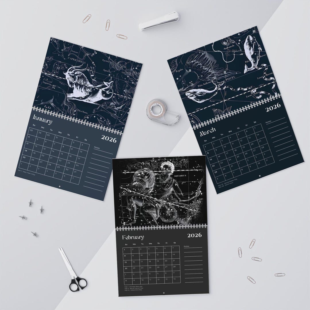 Zodiac Constellation 2026 Wall Calendar | Monthly Planner | Astrology ...