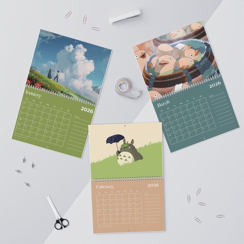 2026 Studio Ghibli Wall Calendar, Cute  Calendar, Desk Planner, Anime, Gift for Kids & Adults, Monthly Planner. Ghibli